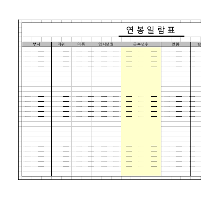 연봉일람표 연봉일람표